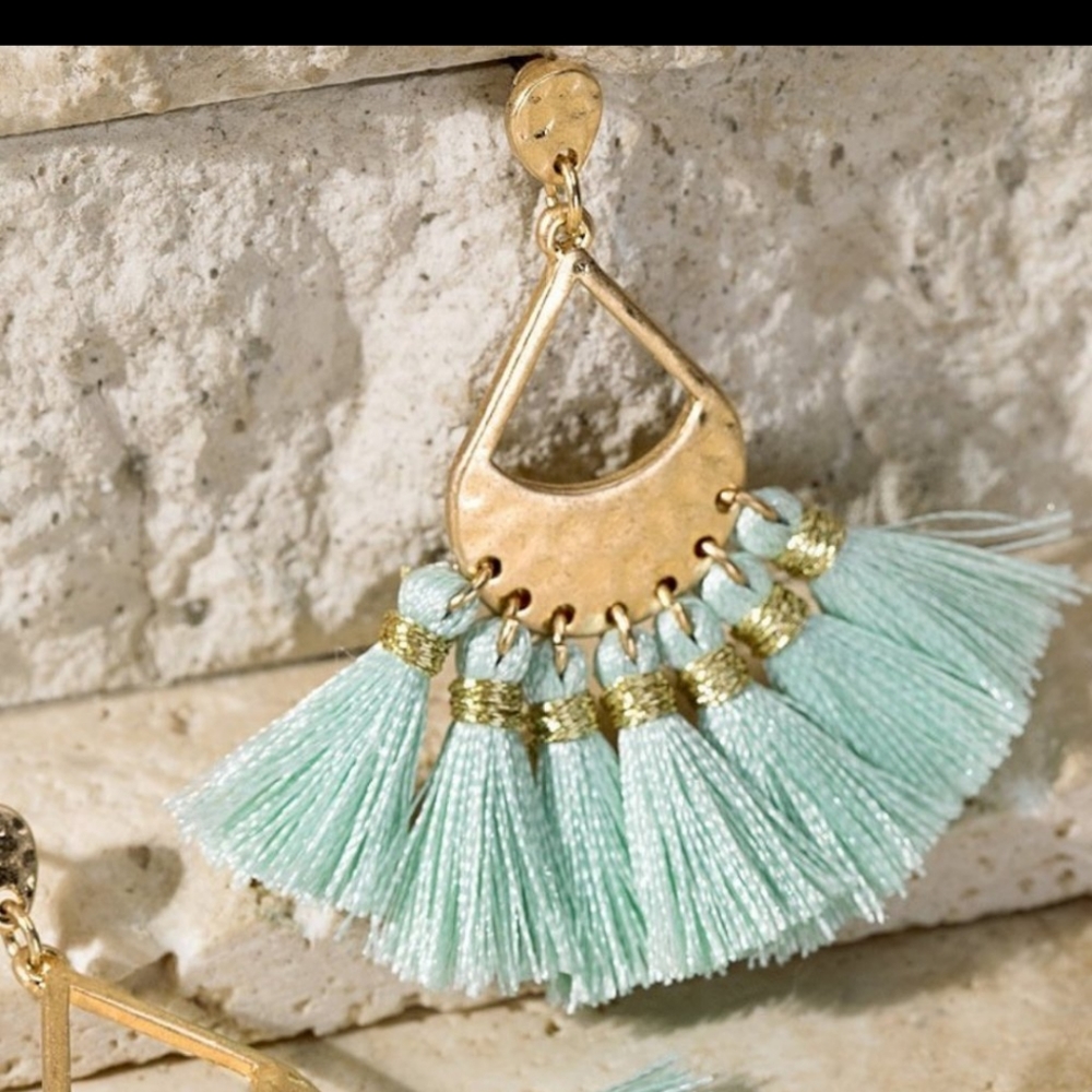 Mint Green Tassel Earrings